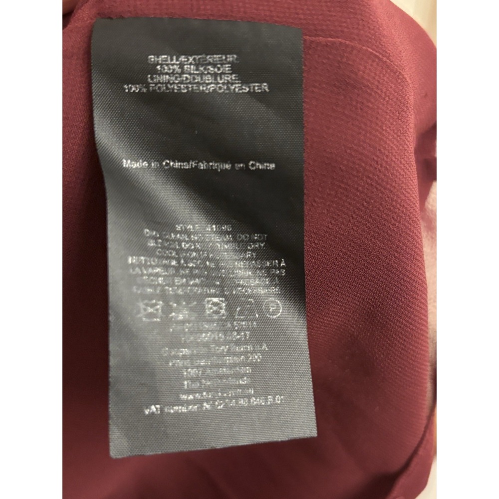 Tory Burch Women's 100%‎ Silk Ruffle Diana Burgundy Blouse Top Size 4 $348 - Picture 4 of 6